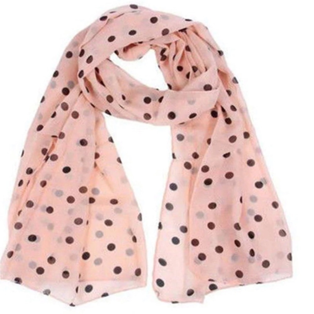 Pink polka dot scarf